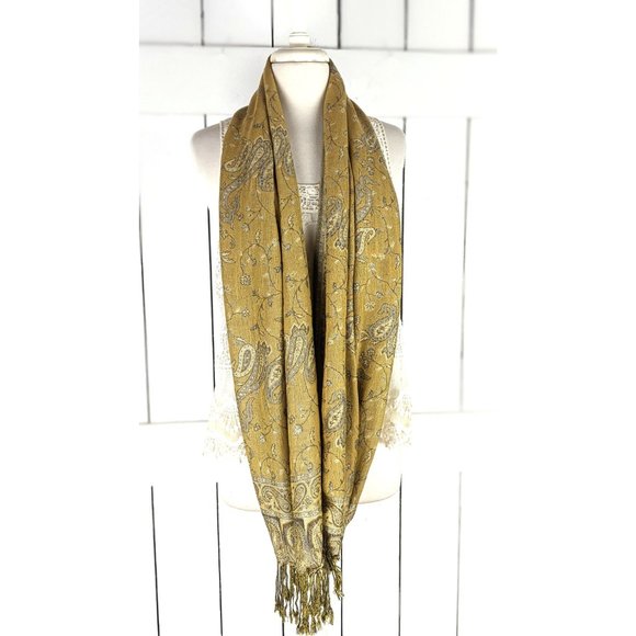 Paisley floral pashmina tassel fringe infinity loop scarf - Picture 2 of 10